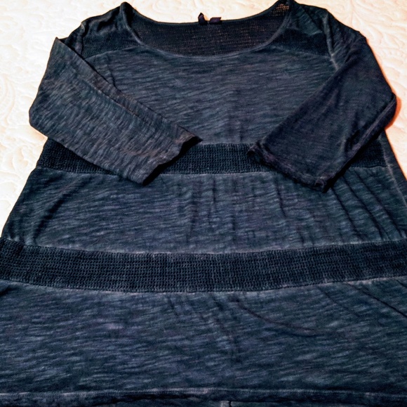 Deniem blue boho flowy knit top L - Picture 1 of 5